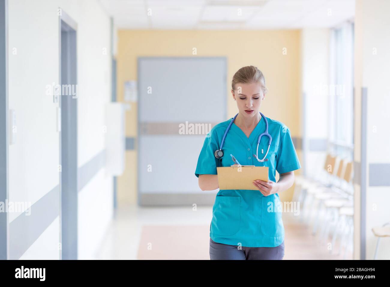 Portrait d'une jeune infirmière féminine à l'hôpital Banque D'Images