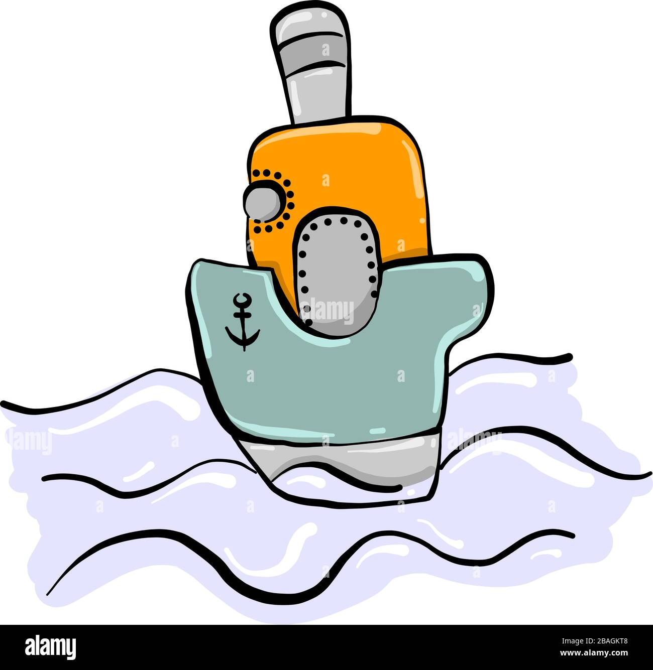 Petit bateau sur l'eau, illustration, vecteur sur fond blanc Illustration de Vecteur