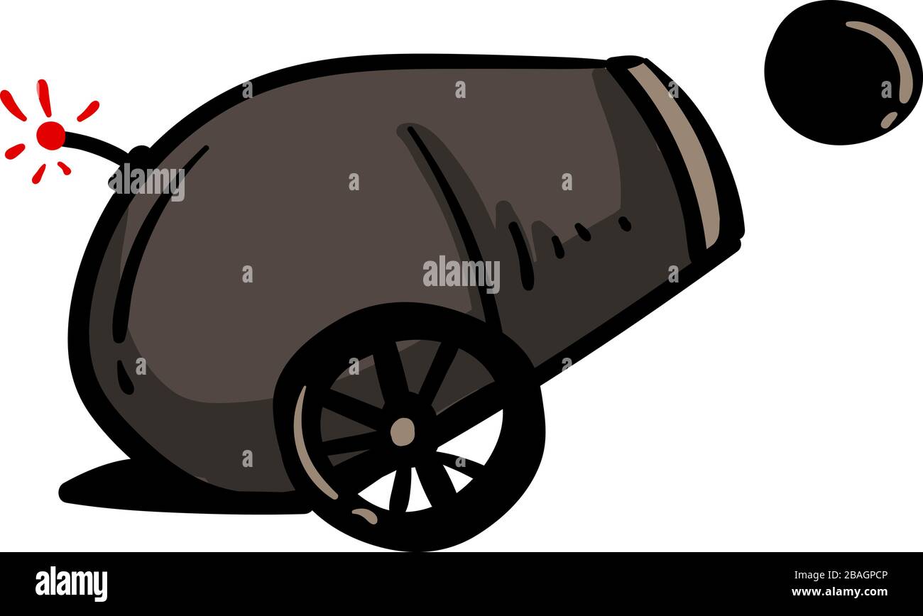 Tir Cannon, illustration, vecteur sur fond blanc Illustration de Vecteur