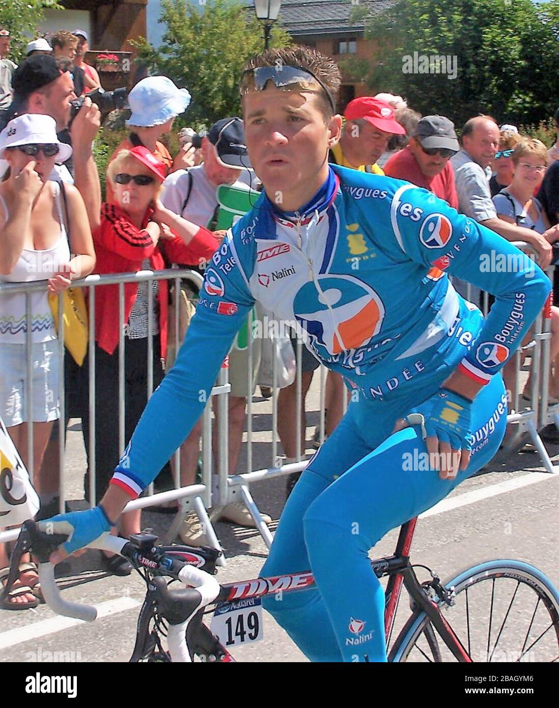 Thomas Voeckler de Bouygues Telecom lors du Tour de France 2005, Etape 11  course cycliste, Courchevel - Briançon (192 km) le 11 JUILLET 2005 à  Courchevel , France - photo Laurent Lairys / DPPI Photo Stock - Alamy