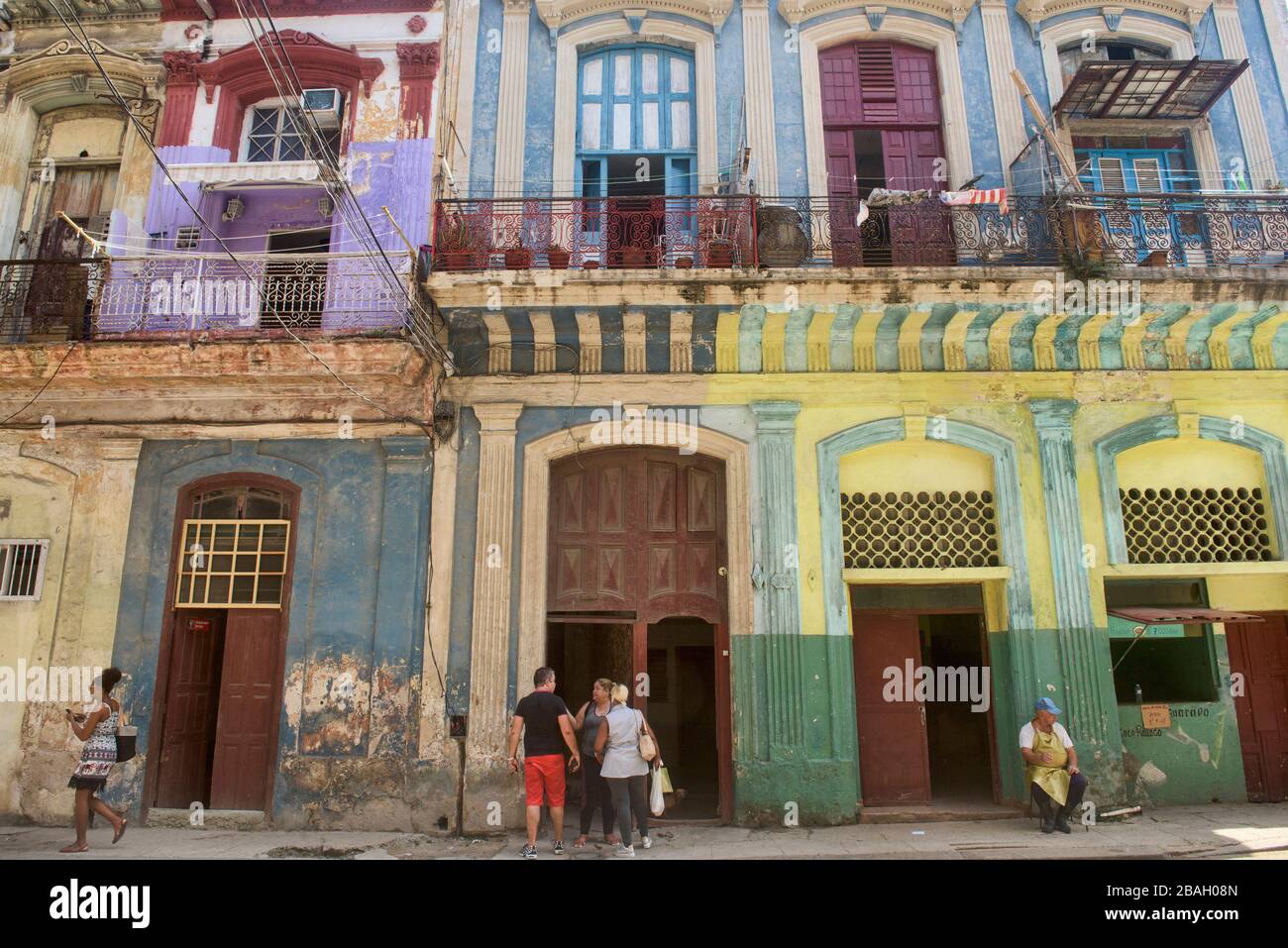 Architecture en ruines à la Havane Vieja, la Havane, Cuba Banque D'Images