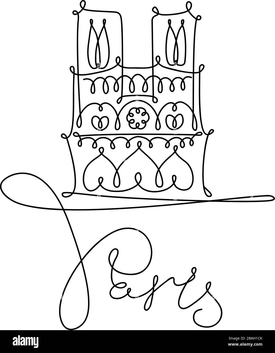 Esquisse de mise en plan manuelle vectorielle. Une ligne de style minimaliste Illustration Paris sites. Notre Dame de Paris Illustration de Vecteur