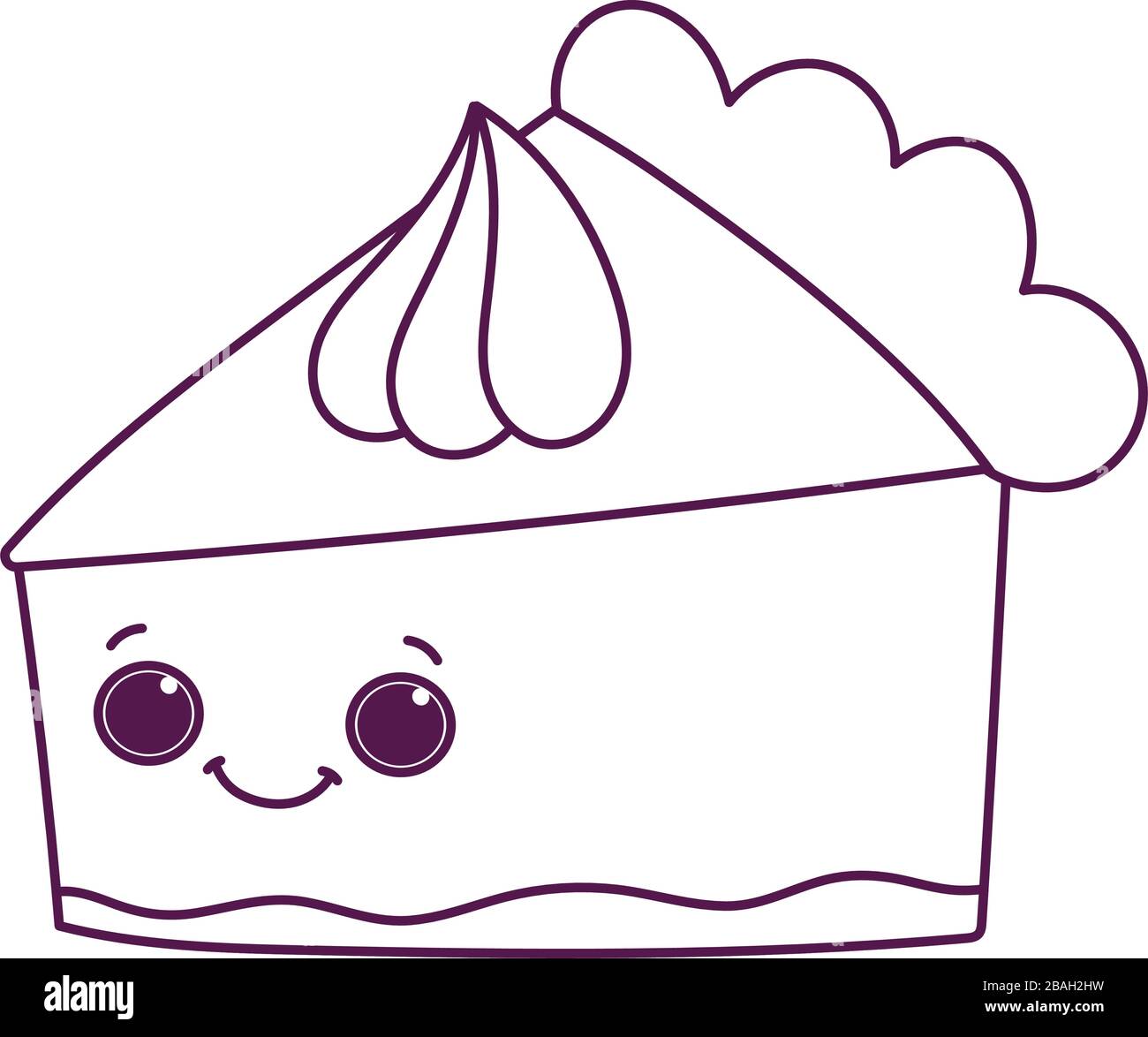 Joli Gateau De Tranche De Nourriture Avec Dessert Creme Sucre Kawaii Dessin Vectoriel Illustration De Dessin Isole Style De Ligne De Design Image Vectorielle Stock Alamy
