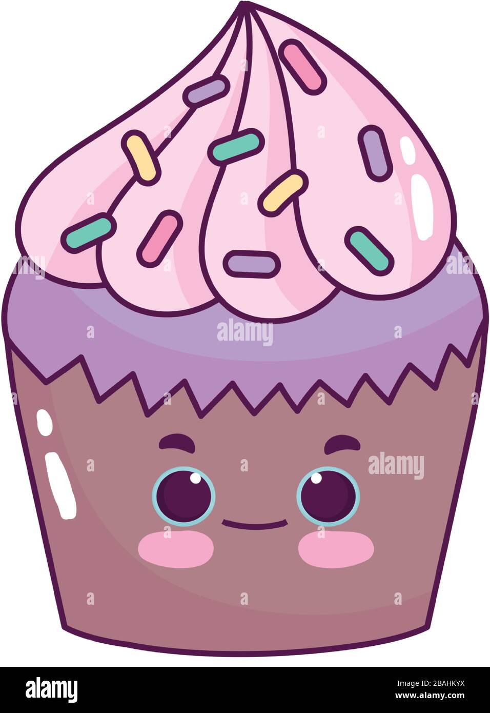 Mignon Cupcake De Nourriture Avec Des Saupoudrer Doux Dessert Kawaii Dessin Vectoriel Illustration Isolee Image Vectorielle Stock Alamy
