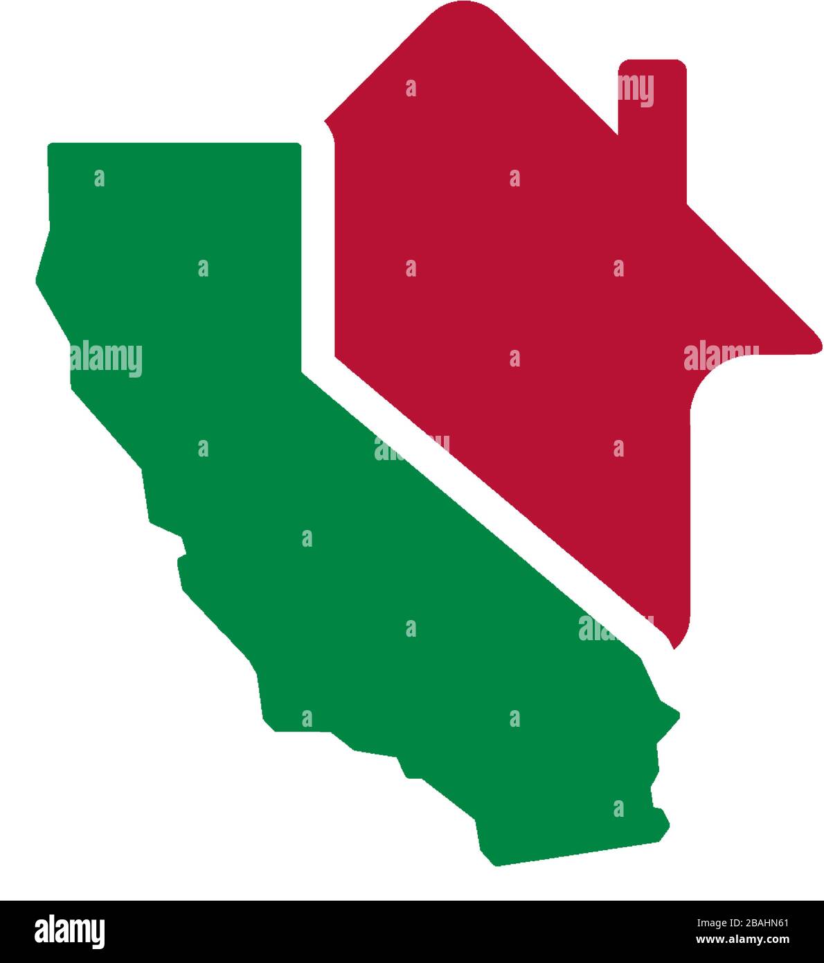 Icône de vecteur immobilier de Californie. Accueil et carte simple de la Californie. Idée de marque, emblème de carte de visite. Illustration de Vecteur