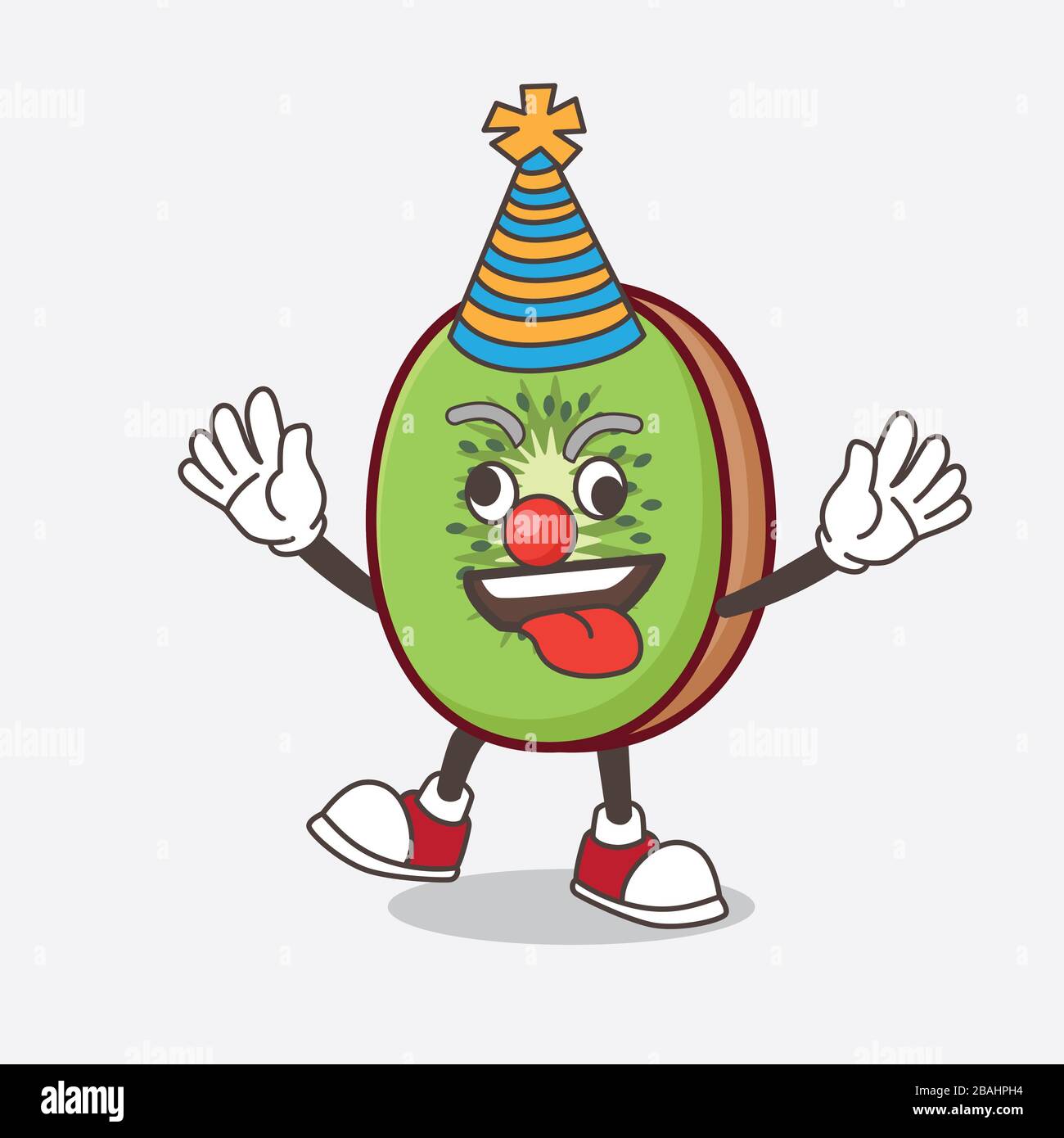 Une photo de la mascotte aux fruits de Kiwi comme drôle de clown Banque D'Images