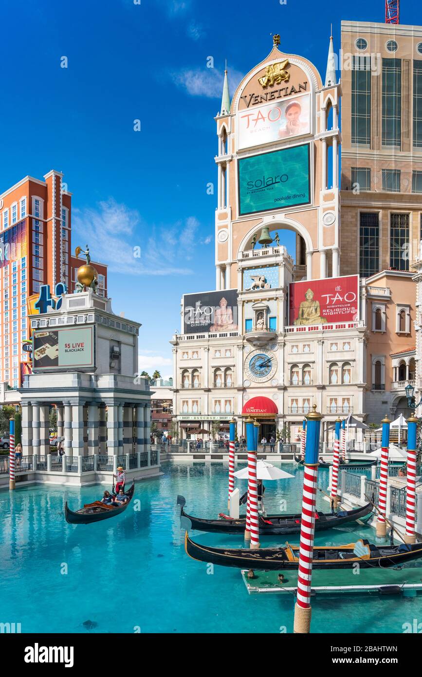 Le complexe hôtelier et casino vénitien le long du Strip de Las Vegas, Nevada, États-Unis. Banque D'Images