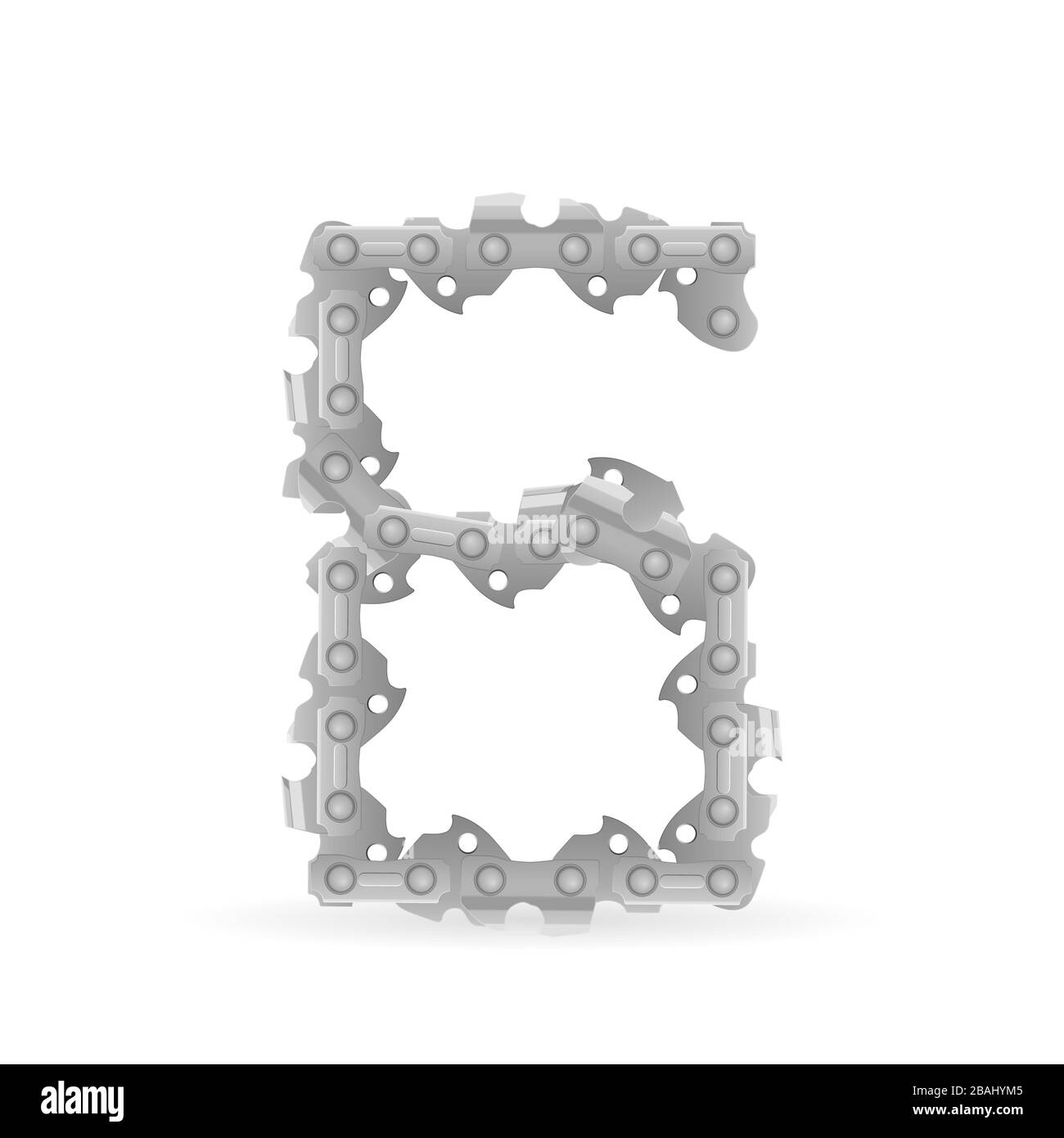 Chaîne de tronçonneuse numéro six sur fond blanc. Illustration vectorielle. Banque D'Images