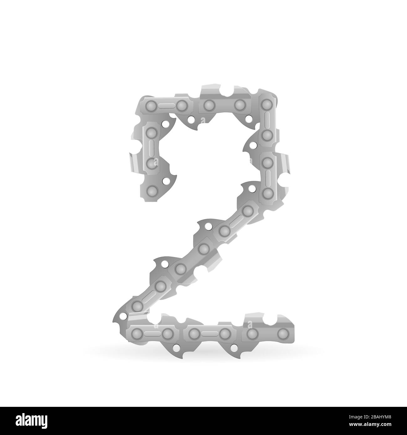 Chaîne de tronçonneuse numéro deux sur fond blanc. Illustration vectorielle. Banque D'Images