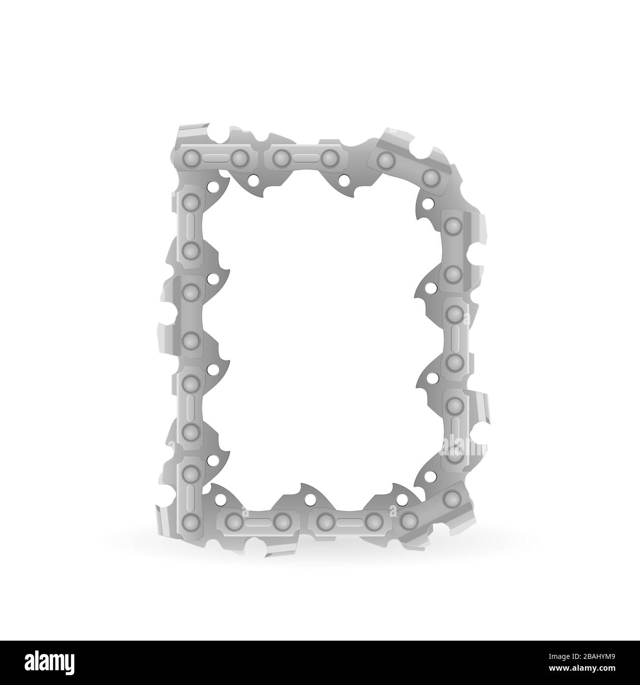 Chaîne de tronçonneuse lettre D sur fond blanc. Illustration vectorielle. Banque D'Images