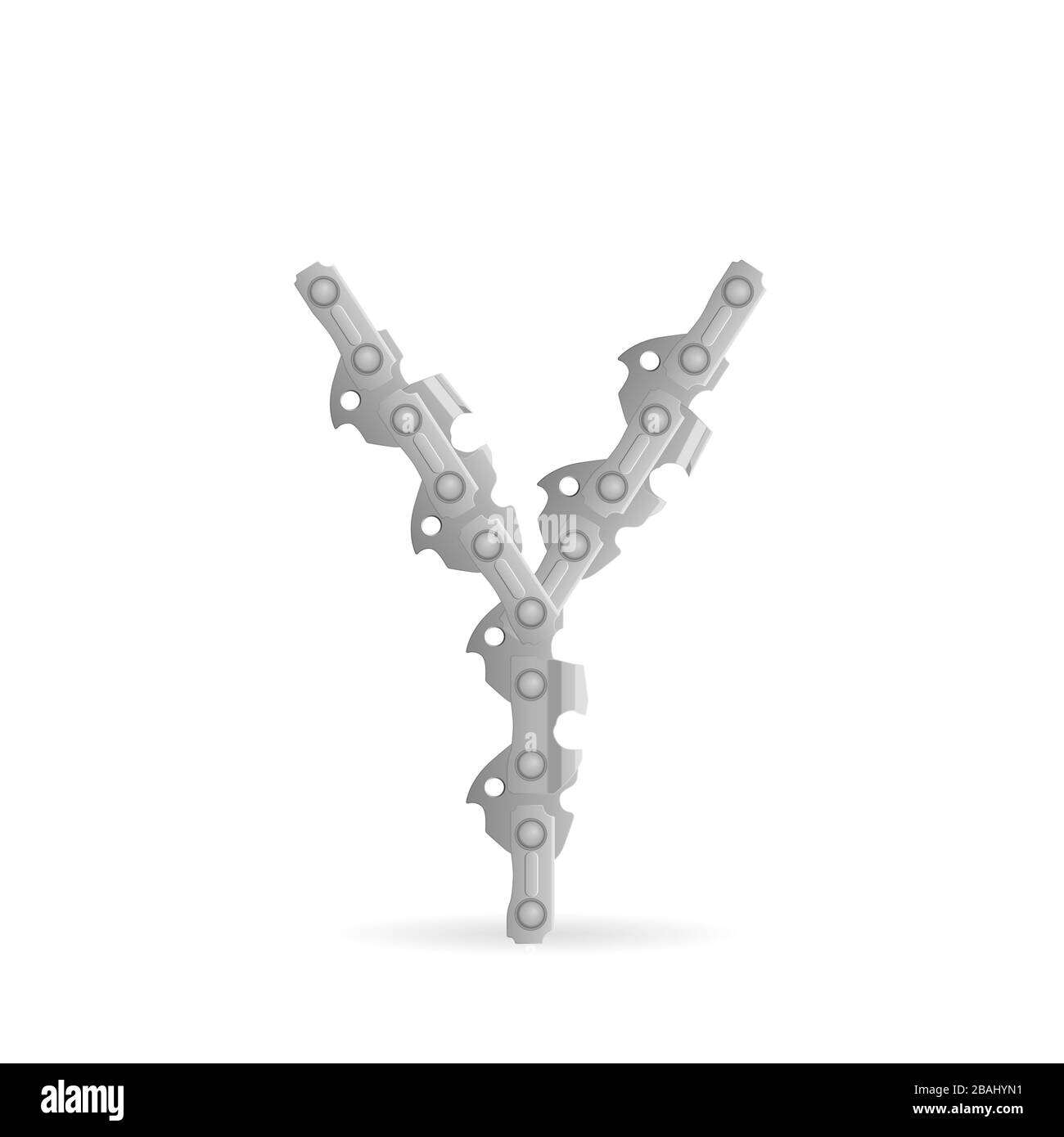Chaîne de tronçonneuse lettre y sur fond blanc. Illustration vectorielle. Banque D'Images
