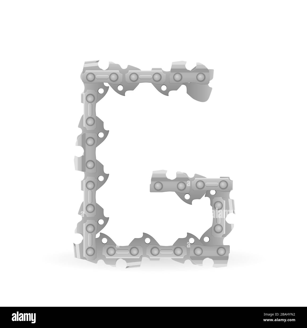 Chaîne de tronçonneuse lettre G sur fond blanc. Illustration vectorielle. Banque D'Images