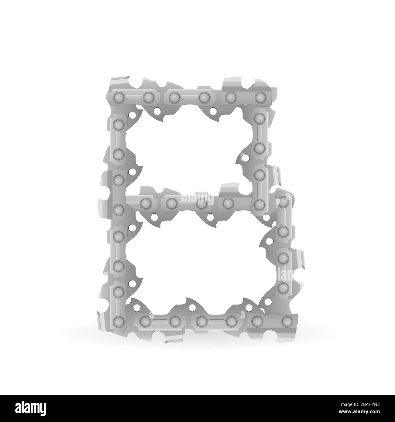 Chaîne de tronçonneuse lettre B sur fond blanc. Illustration vectorielle. Banque D'Images