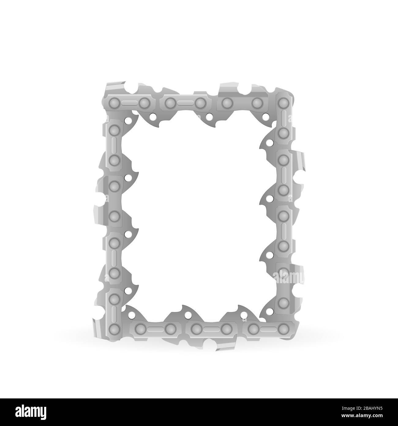 Chaîne de tronçonneuse lettre O sur fond blanc. Illustration vectorielle. Banque D'Images