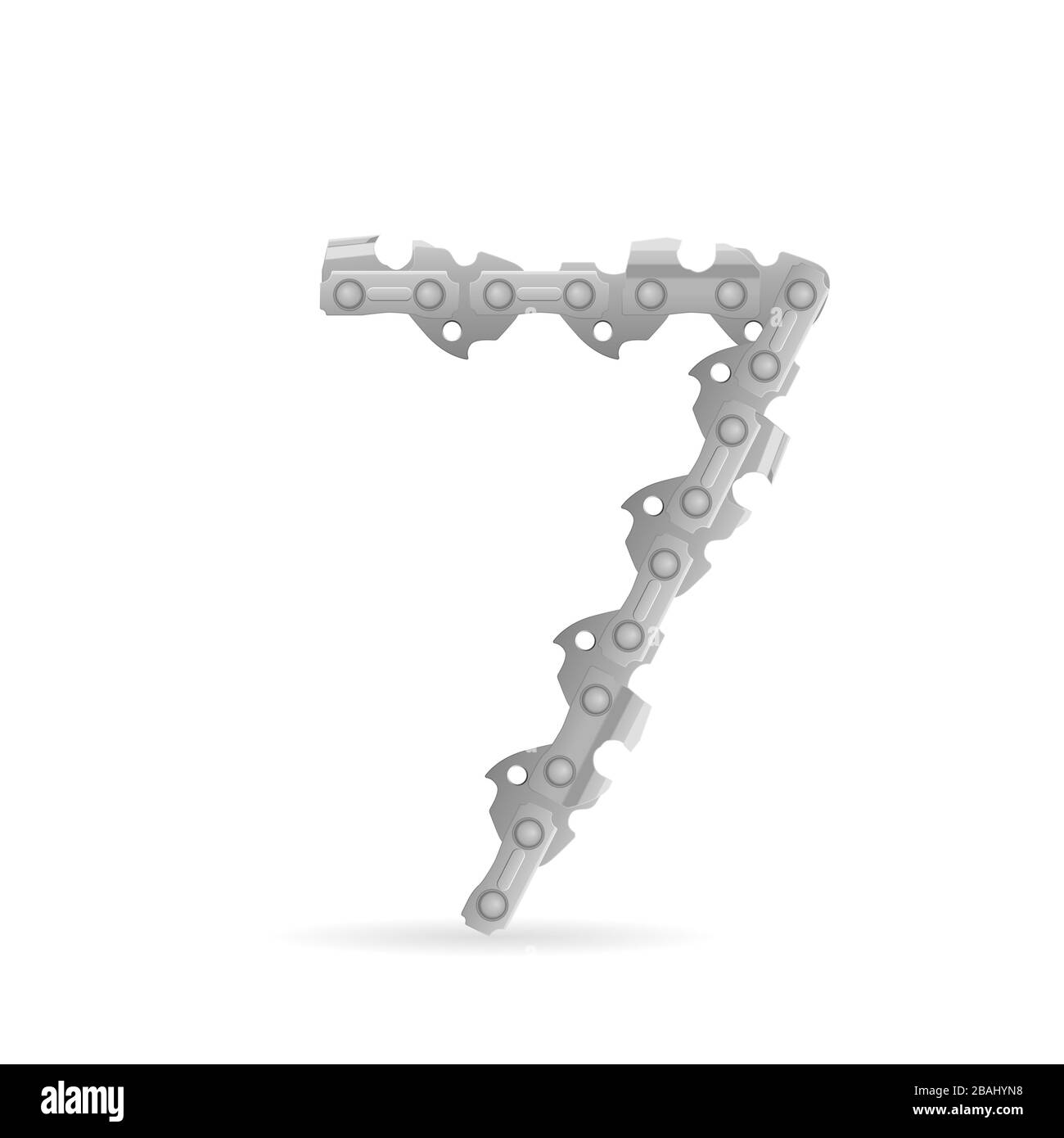 Chaîne de tronçonneuse numéro sept sur fond blanc. Illustration vectorielle. Banque D'Images