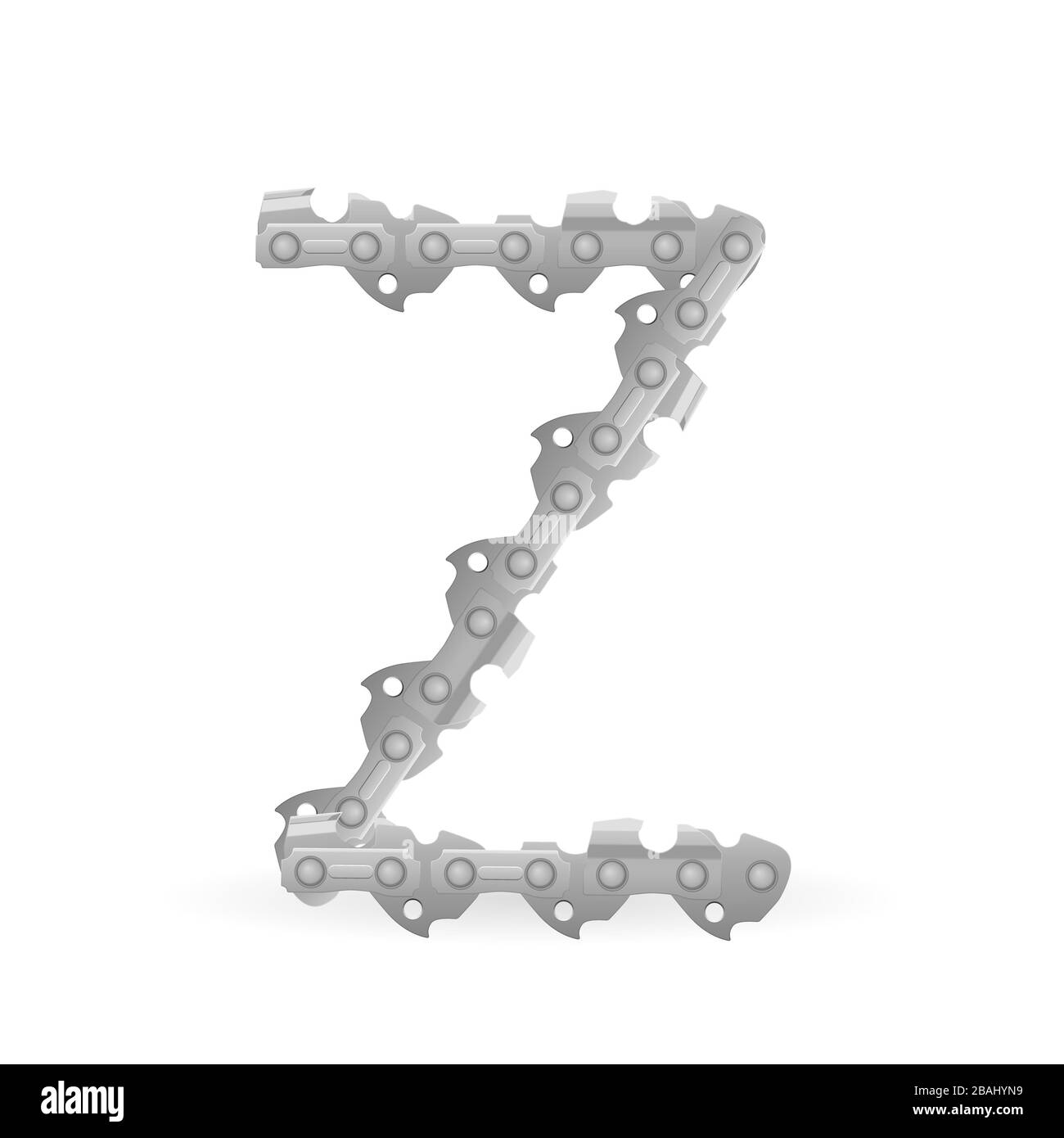 Chaîne de tronçonneuse lettre Z sur fond blanc. Illustration vectorielle. Banque D'Images