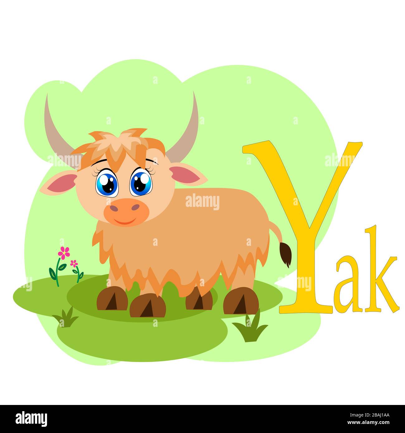 Mot y pour l'illustration de l'alphabet animal yak Illustration de Vecteur