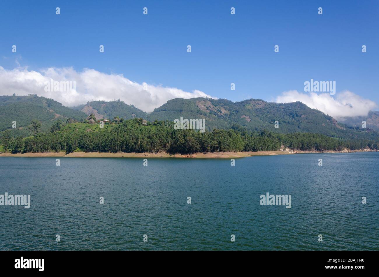 Belle vue sur le lac Mattumesquin près du barrage Mattumesquin sur le chemin de la gare Top Station, Munnar, Kerala, Inde Banque D'Images