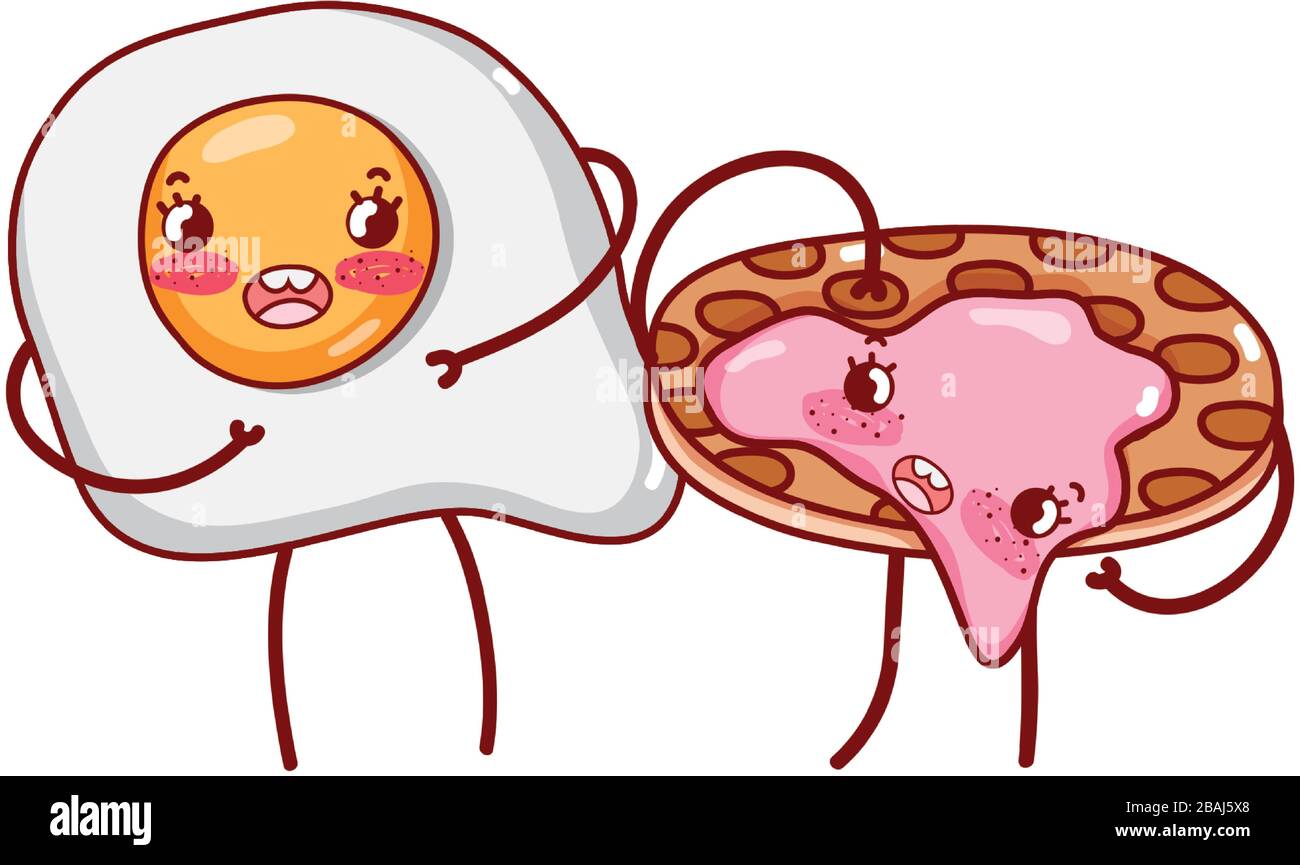 Petit Dejeuner Mignon Oeuf Frit Et Crepe Avec Confiture Kawaii Dessin Vectoriel De Dessin Anime Image Vectorielle Stock Alamy