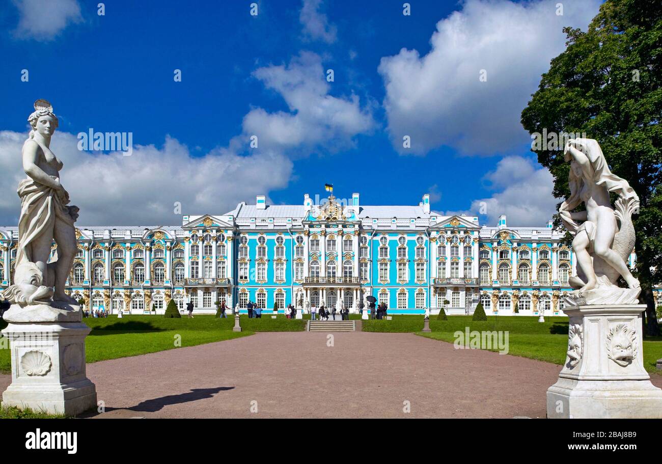 Palais Catherine, Musée de l'Hermitage (Palais d'hiver), Tsarskoye Selo (Pouchkine), au sud de Saint-Pétersbourg, Fédération de Russie Banque D'Images