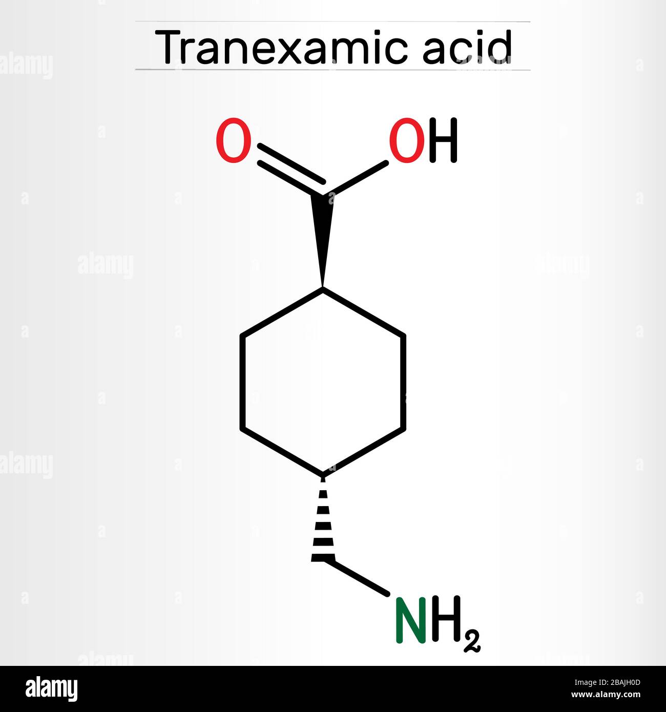 L'acide Tranexamique, TXA, molécule de médicament C8H15NO2, est utilisé pour prévenir les saignements excessifs. Formule chimique structurelle. Illustration vectorielle Illustration de Vecteur