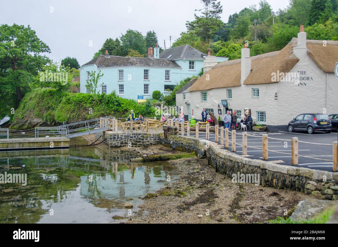 The Pandora Inn à Mylor, Falmouth à Cornwall, Angleterre, Royaume-Uni Banque D'Images