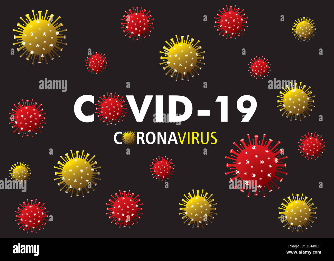 Inscription COVID-19 sur fond noir. L'OMS a introduit un nouveau nom officiel pour la maladie de Coronavirus, appelé COVID Illustration de Vecteur