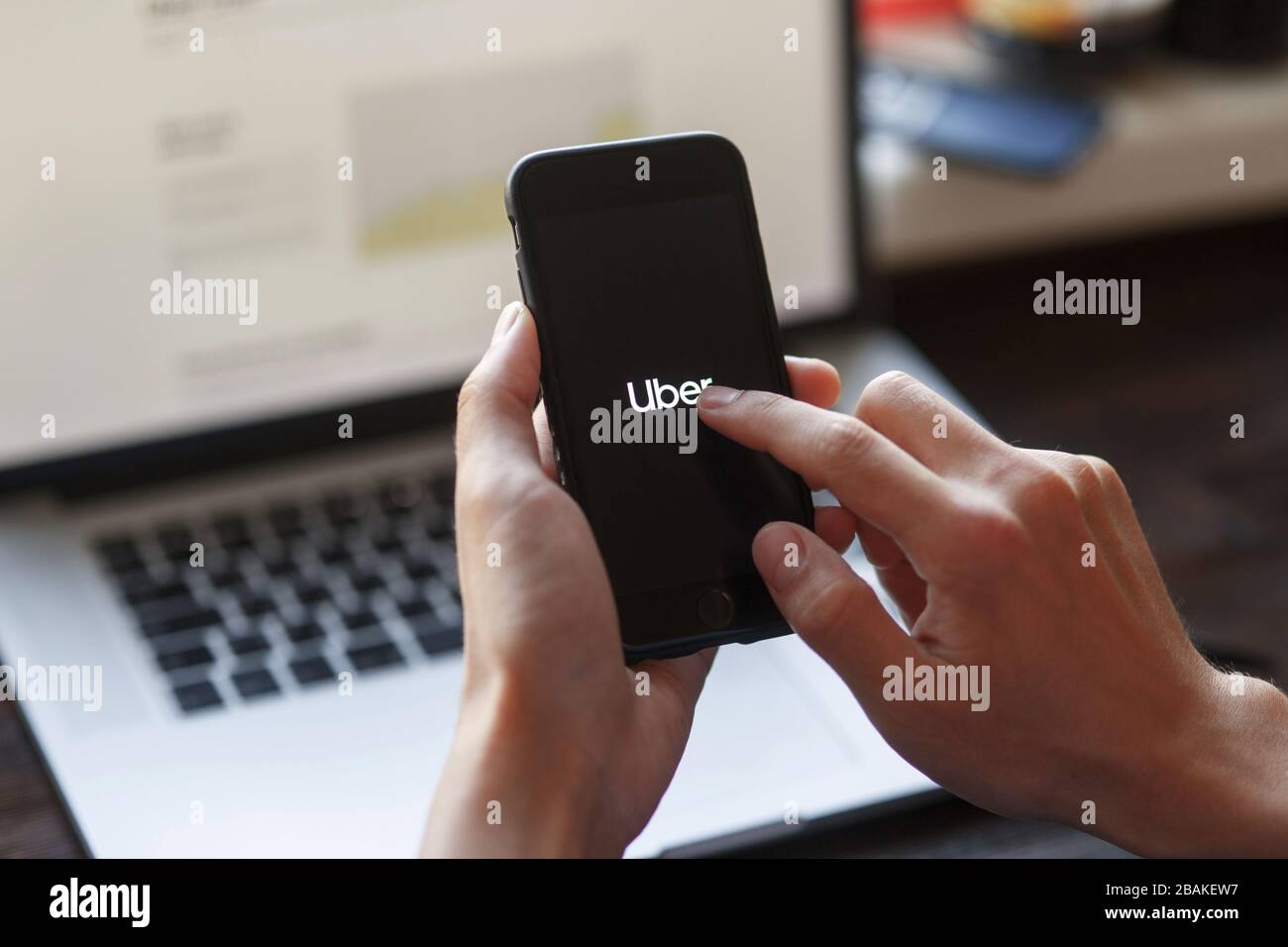 Application Uber. Uber technologies Inc. Est une société de technologie américaine dont le siège social est situé à San Francisco, en Californie, aux États-Unis Banque D'Images