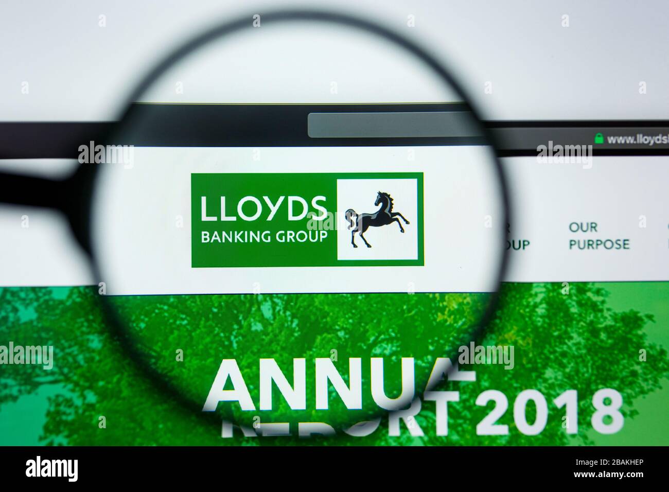 Los Angeles, Californie, États-Unis - 12 juin 2019 : éditorial illustratif de la page d'accueil du site Web du groupe bancaire Lloyds. Logo du groupe bancaire Lloyds visible sur Banque D'Images