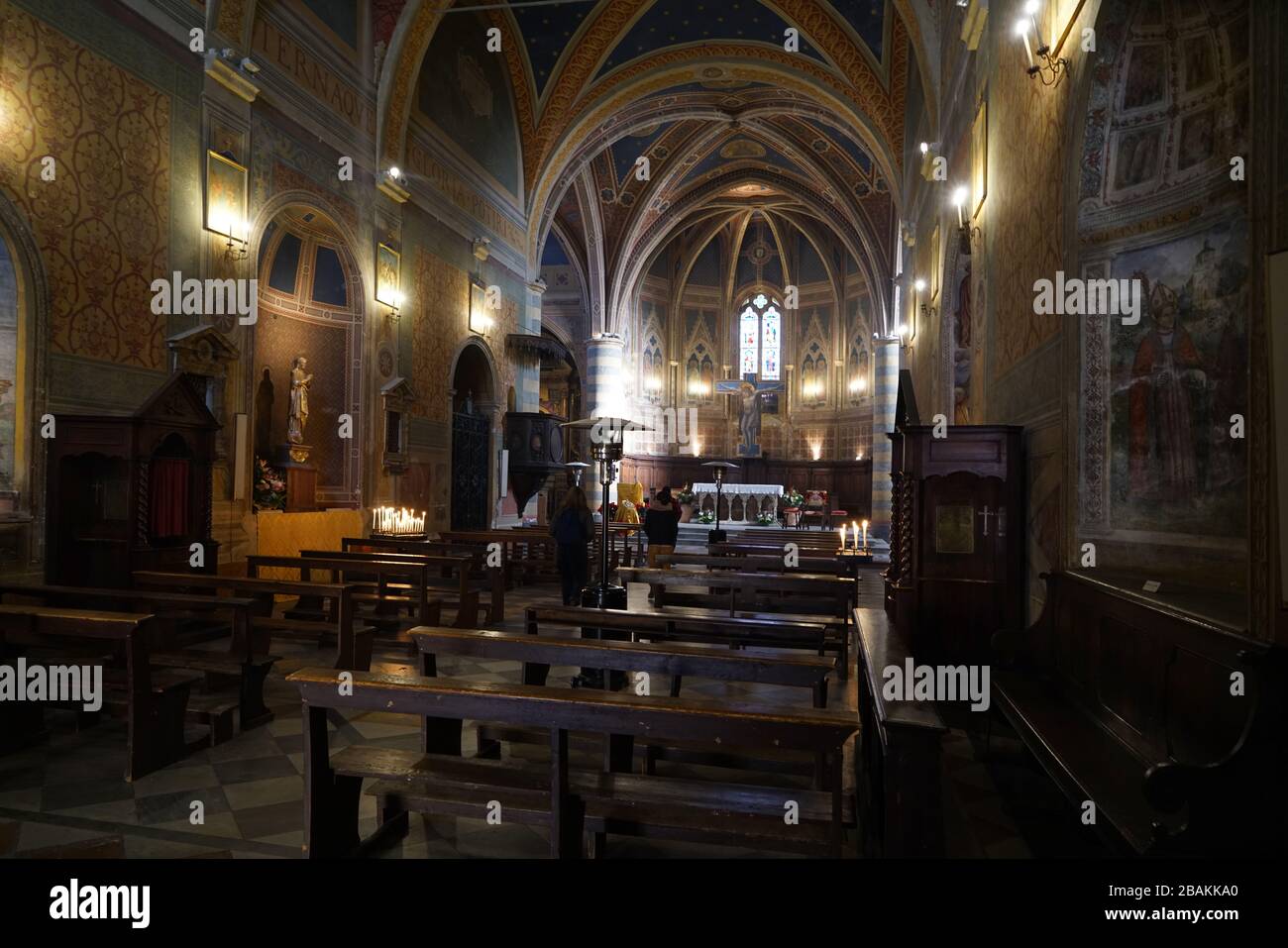 Intérieur de l'église Chiesa di Sant' Andrea, Spello, Ombrie, Italie, Europe Banque D'Images