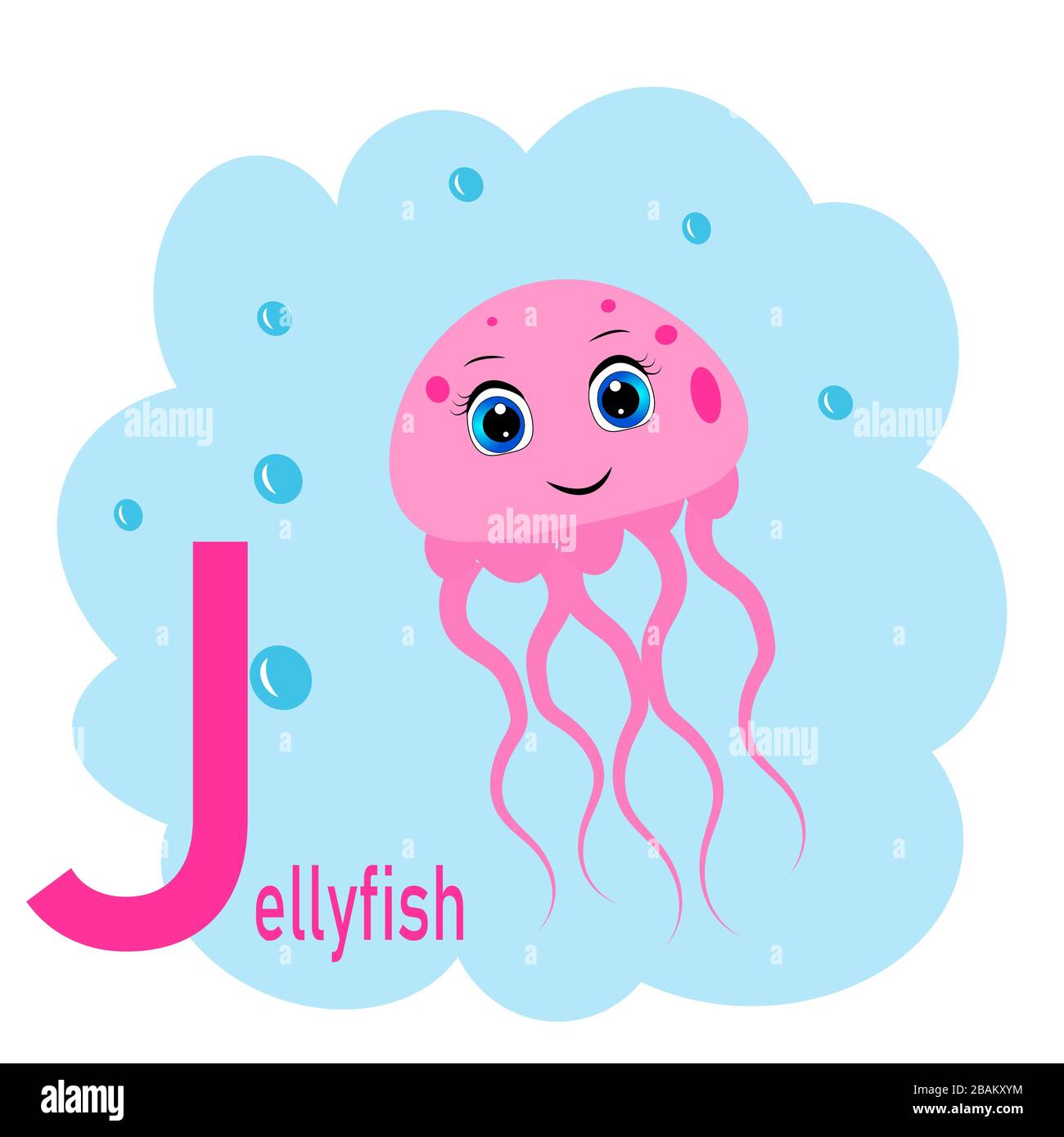 J mot pour l'illustration de l'alphabet animal méduse Illustration de Vecteur