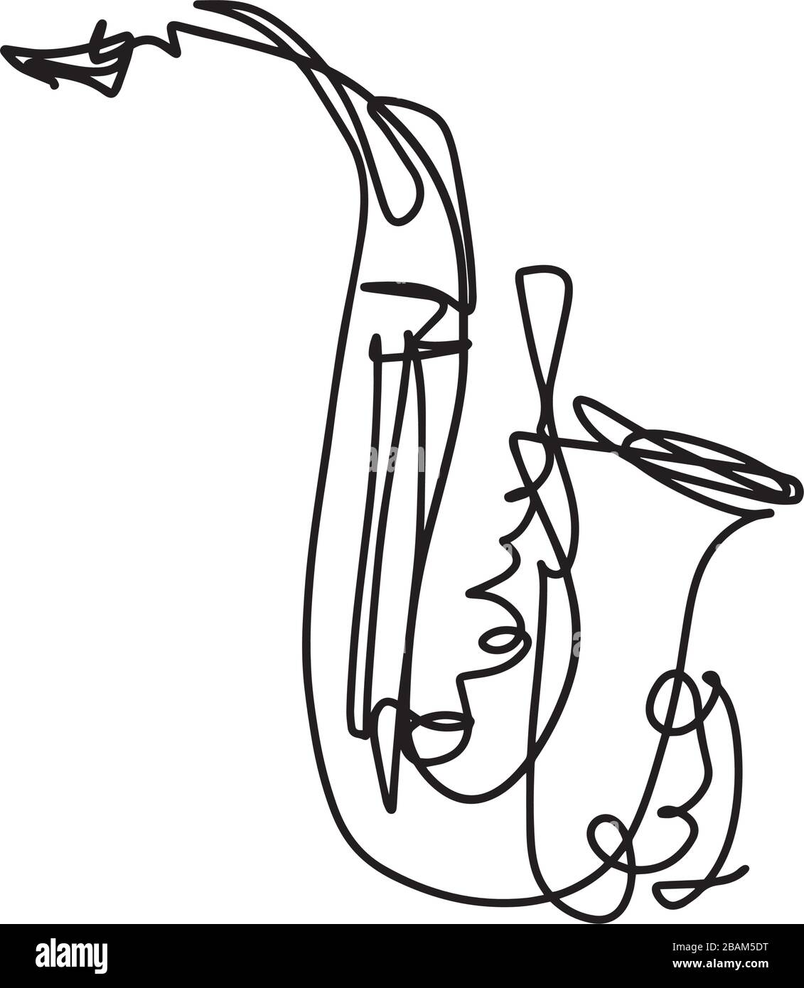 Esquisse abstraite, dessin à la main de Saxophone Illustration de Vecteur