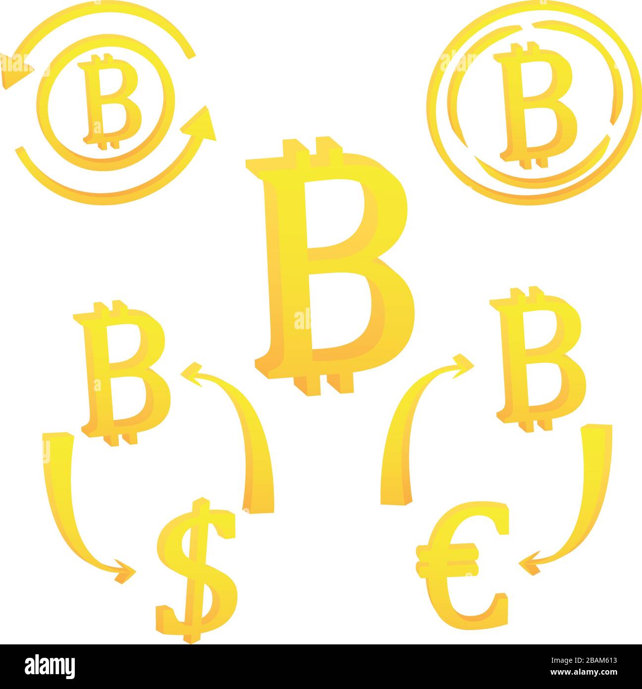 Icône de symbole de crypto-monnaie virtuelle Internet bitcoin Illustration de Vecteur