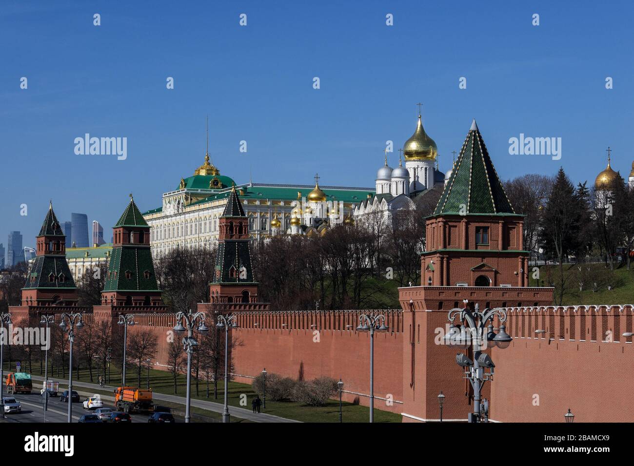 Kremlin de Moscou et place Rouge. Le centre de la capitale russe à la fin du mois de mars. Banque D'Images
