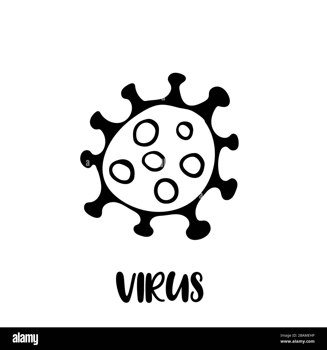 Icône de virus ou de bactérie dessinée à la main. Symbole coronavirus. Illustration simple isolée par gribouille. Vecteur Illustration de Vecteur