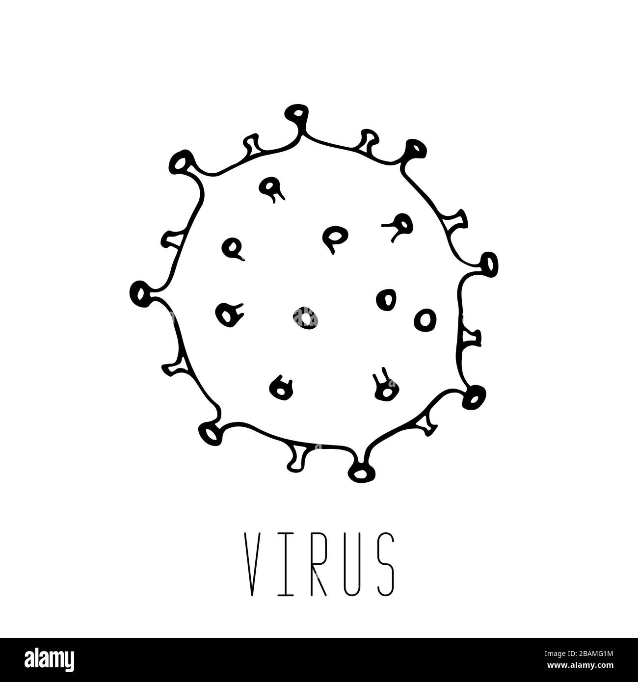 Icône de virus ou de bactérie dessinée à la main. Symbole coronavirus. Illustration simple isolée par gribouille. Vecteur Illustration de Vecteur