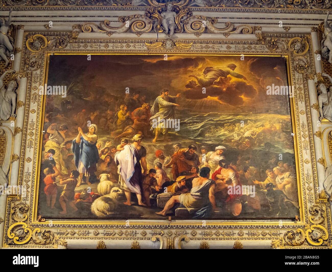 La traversée de la mer Rouge, peinture à Santa Maria Maggiore, Bergame Banque D'Images