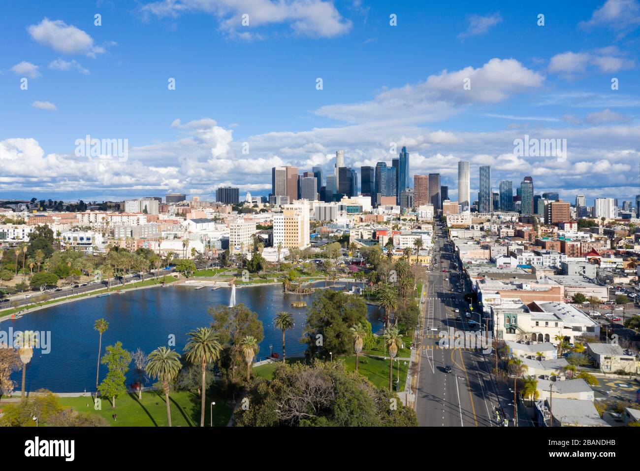 MacArthur Park, vue aérienne de Los Angeles Photo Stock - Alamy