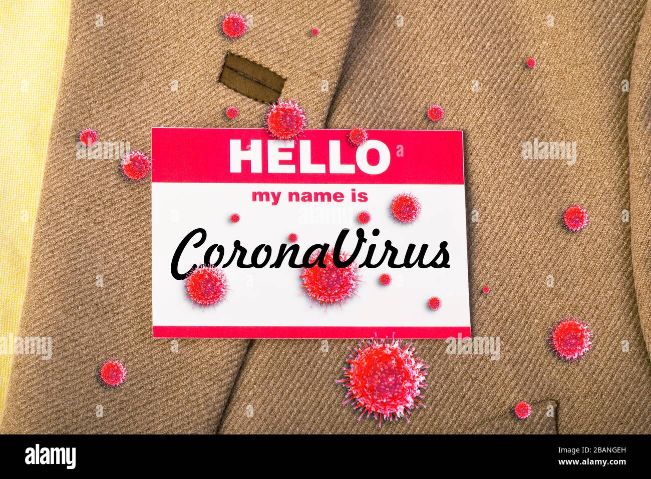 Mon nom est Coronavirus sur l'autocollant bonjour. Banque D'Images
