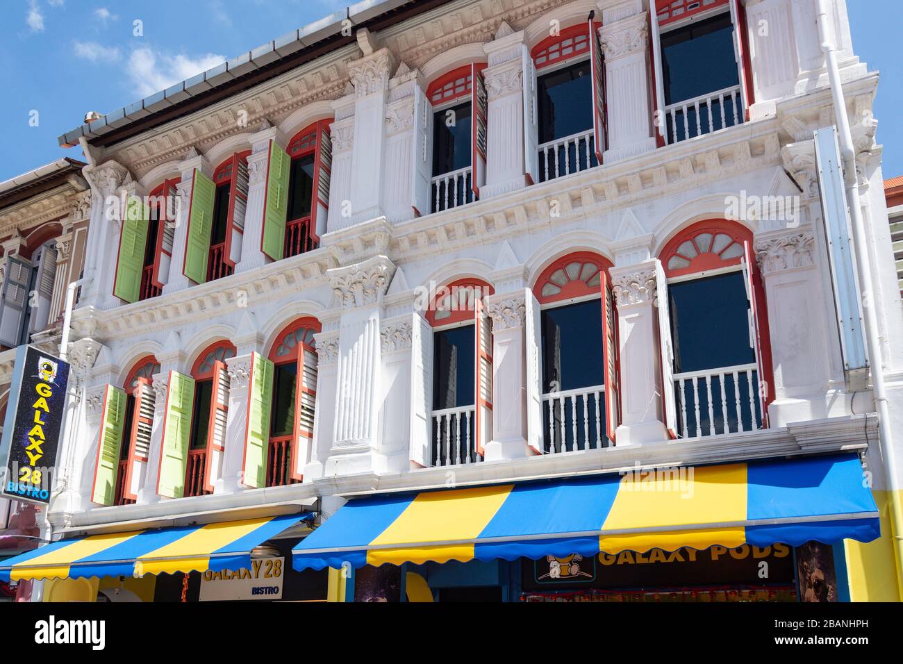 Boutiques coloniales, Mosque Street, Chinatown, quartier central, République de Singapour Banque D'Images