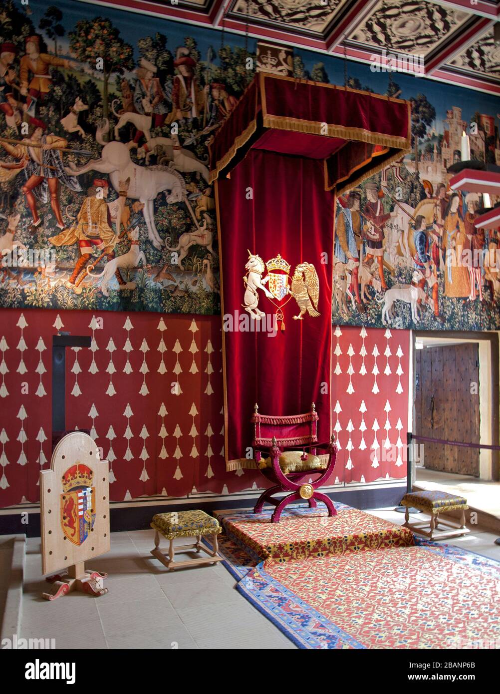 Célèbre pour sa tapisserie Unicorn, la chambre de présence de la Reine au château de Stirling hs d'Écosse a été magnifiquement reconstruite à l'époque de Marie de G Banque D'Images