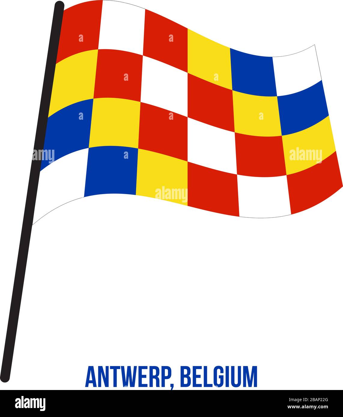 Illustration Vecteur de brandir le drapeau d'Anvers sur fond blanc. Drapeaux des provinces de Belgique. Illustration de Vecteur
