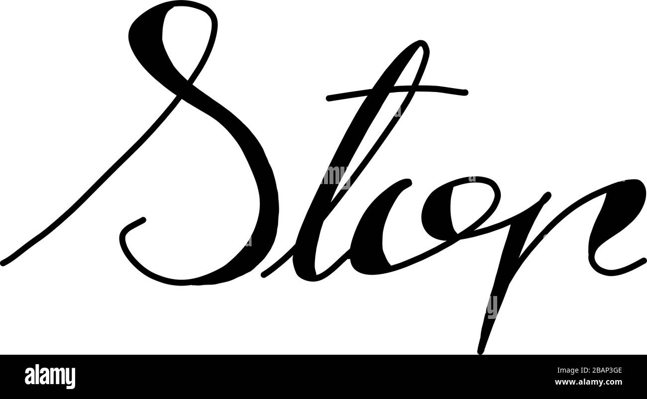Dessin à la main noire dans le mot STOP sur fond blanc Illustration de Vecteur