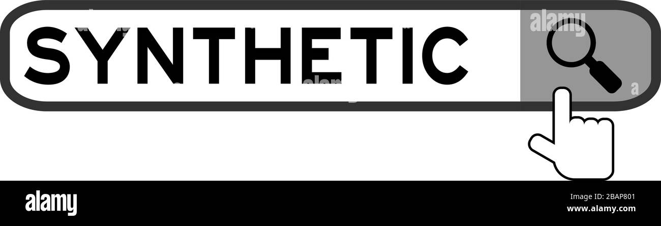 Zone de recherche avec texte synthétique et icône de main sur loupe sur fond blanc Illustration de Vecteur