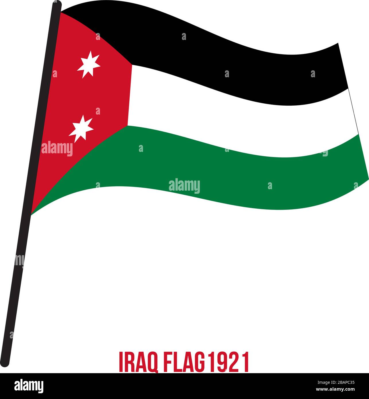 Drapeau de l'Irak (1921-1959) Forme Vector Illustration sur fond blanc. L'Iraq historique Drapeau. Illustration de Vecteur