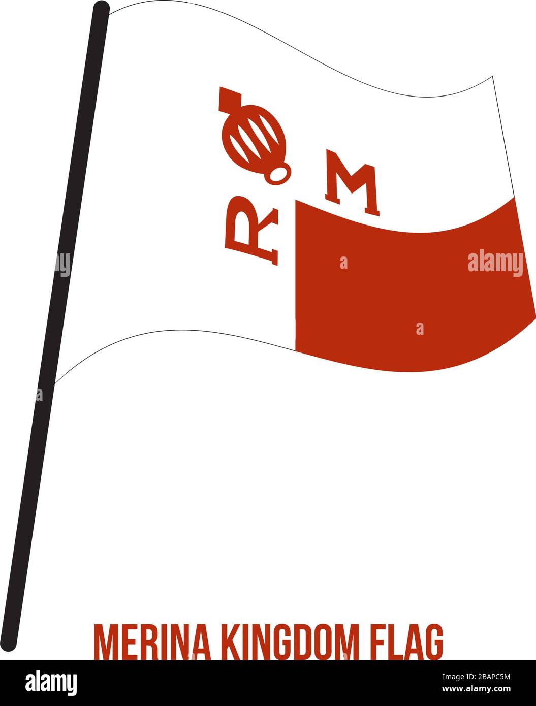 Royaume Merina (1540-1897) Drapeaux Vector Illustration sur fond blanc. Royaume de l'Imerina ou royaume de Madagascar. Illustration de Vecteur