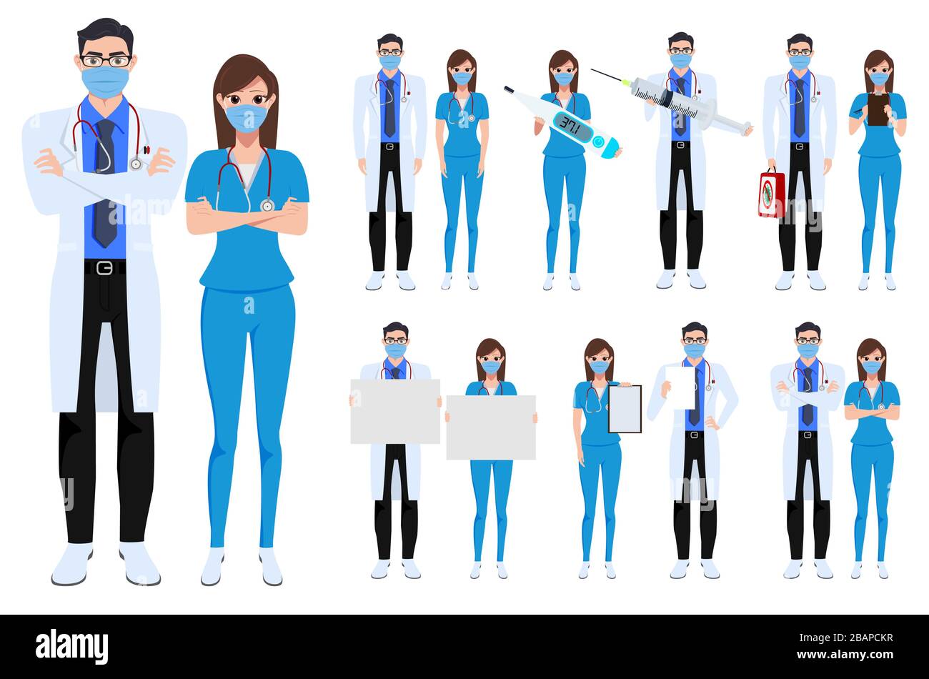 L'équipe médicale a défini des personnages vecteur concept design. Covid-19 personnage médecin et infirmière lutte contre le virus corona avec présentation des résultats de test et de la médecine Illustration de Vecteur L'équipe médicale a défini des personnages vecteur concept design. Covid-19 personnage médecin et infirmière lutte contre le virus corona avec présentation des résultats de test et de la médecine Illustration de Vecteur