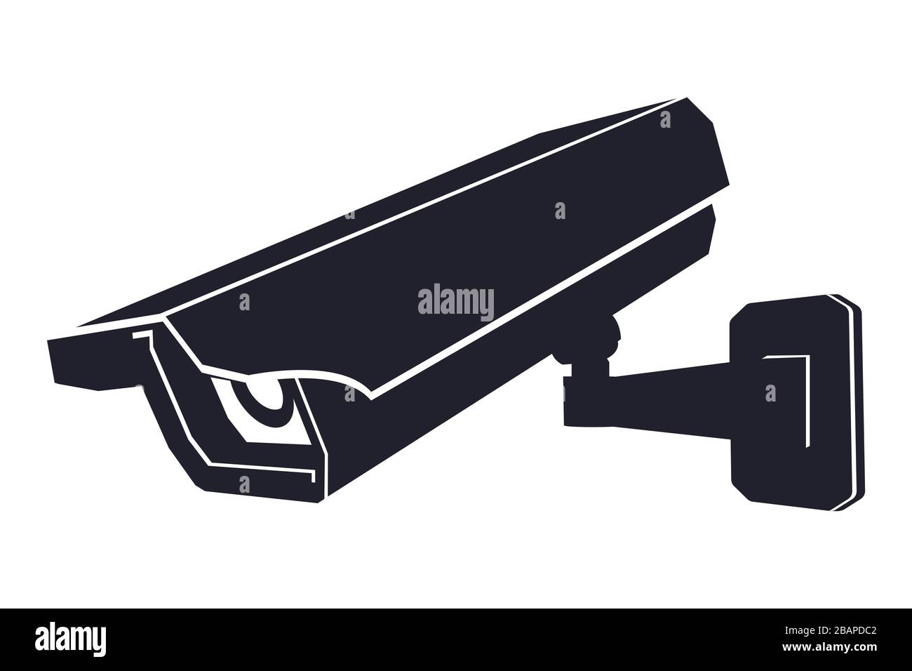 Caméra CCTV. Icône plate de contour noir Illustration de Vecteur