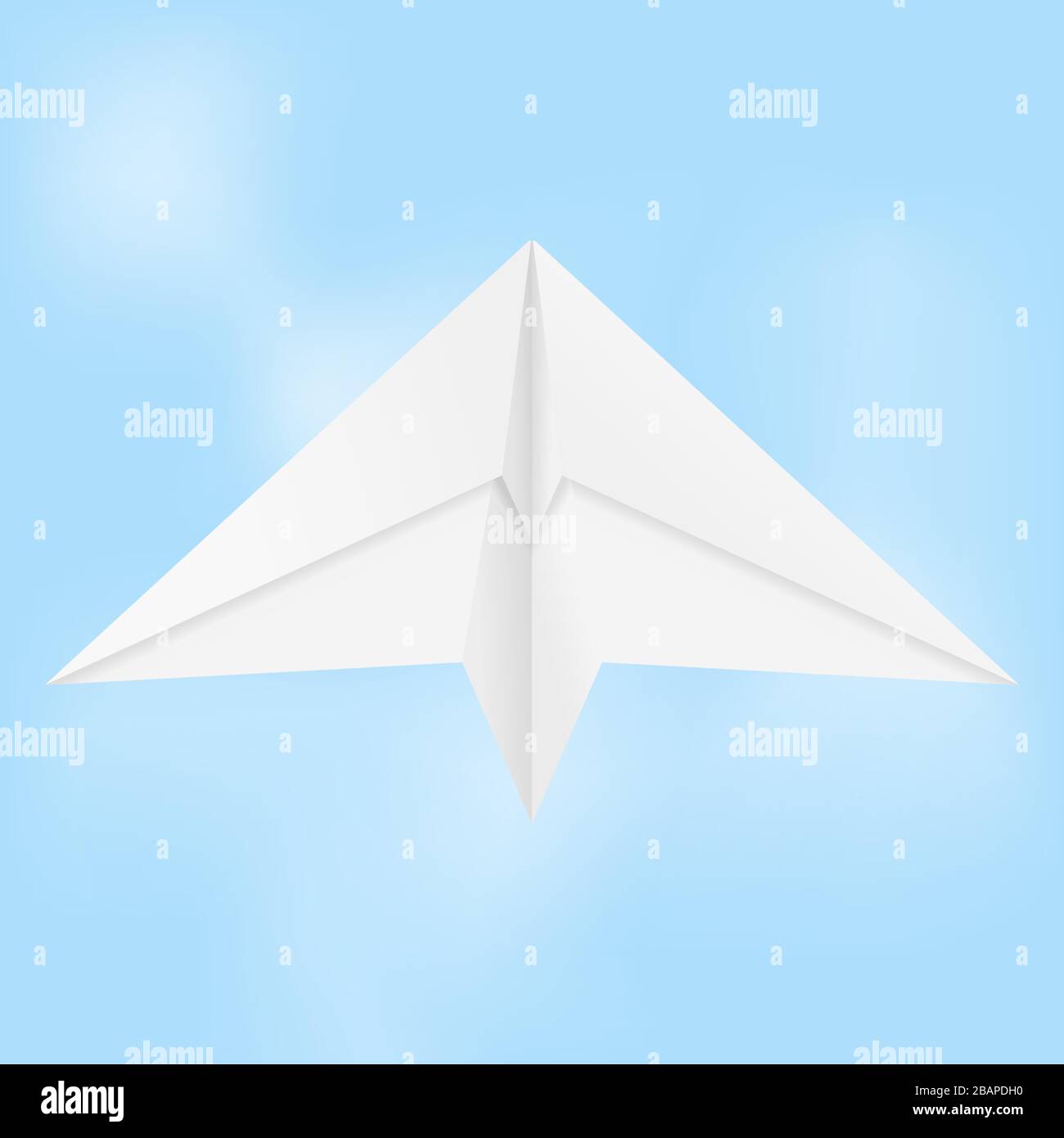 Avion en papier. Patin replié dans le ciel bleu Illustration de Vecteur