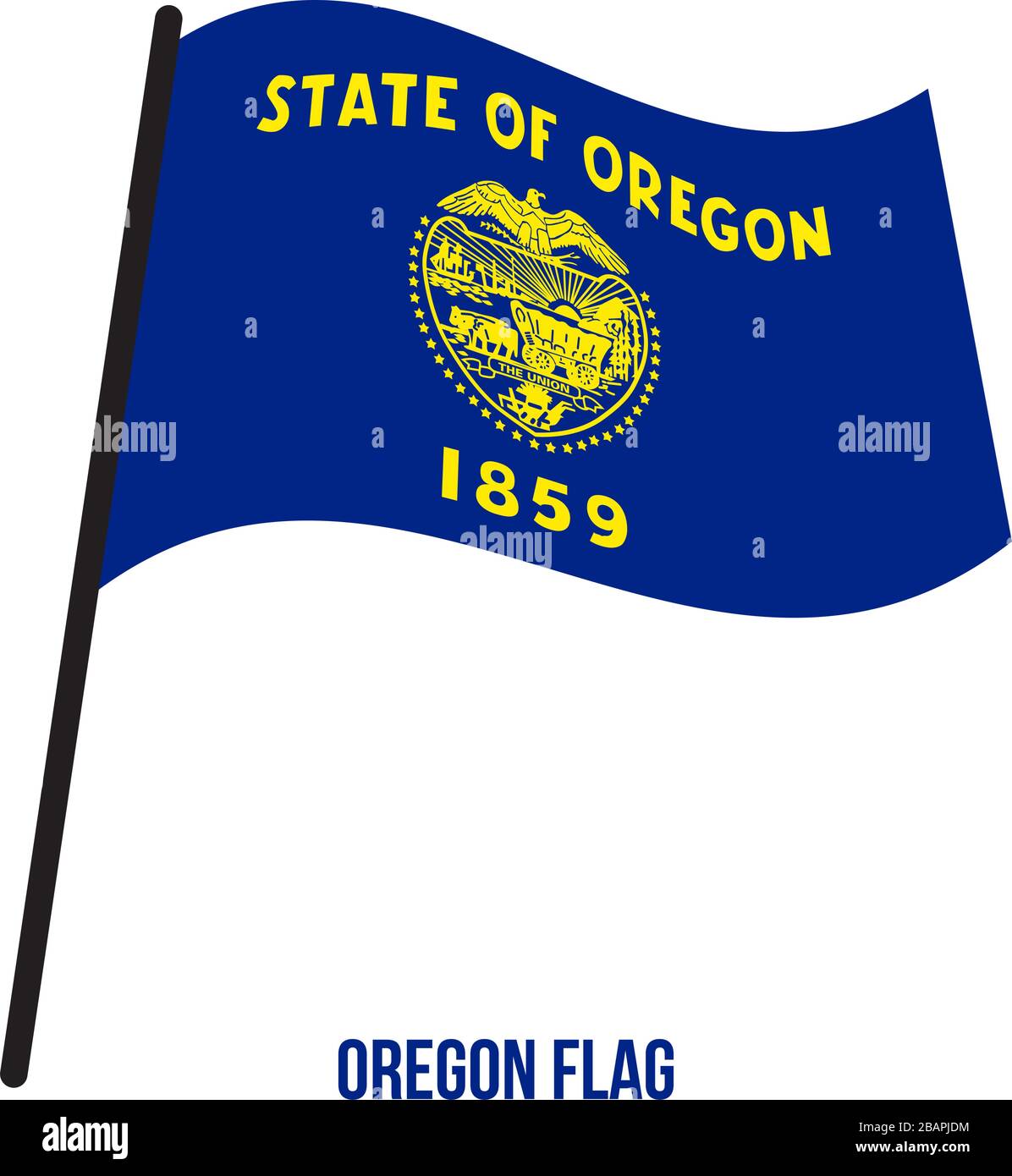 Oregon (États-Unis De brandir le drapeau de l'État) Vector Illustration sur fond blanc. Drapeau des États-Unis d'Amérique. Illustration de Vecteur